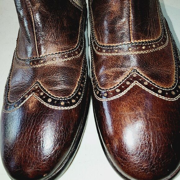 BENHEART Sz 7 FLORENCE Handmade Dip Dye Distressed Old Money Grunge Ankle Boots - Picture 5 of 16